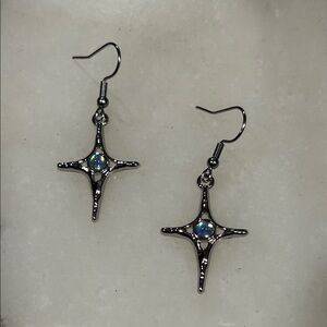 Opal Starburst Silver Earrings
